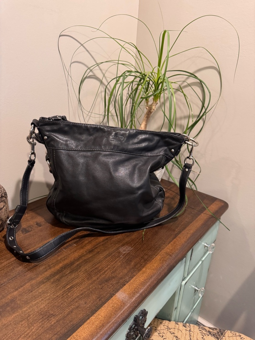 Coach Black Leather Zoe Hobo Shoulder Bag - Picture 2 of 7